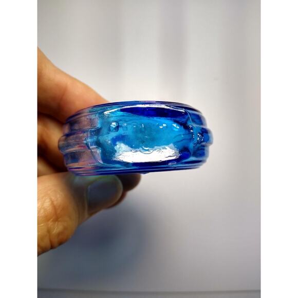 Wheaton Blue Carnival Glass Bottle Millard Fillmore 1971 Mini 3" Vintage Retro - Picture 3 of 4